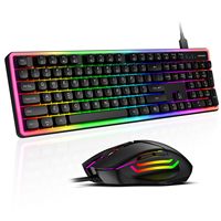 Clavier et souris filaires RGB OEM ODM avec rétroéclairage arc-en-ciel, 104 touches pleine taille avec pavé numérique, souris ergonomique haute précision 6400 DPI US