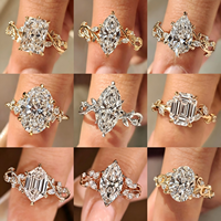 Ensemble de Bague de Fiançailles en Diamant de Laboratoire Oval Certifié IGI 5 carats, Coupe CVD, Or Massif 14 carats Plaqué Rhodium, Ensemble de Mariage de Luxe