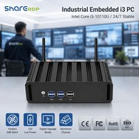Sharerdp OEM ODM MH Intel Core I3 10110U Windows 10 Linux 12V Mini PC Industrial Integrado sin Ventilador para Señalización Digital