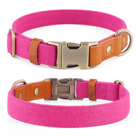 Collier pour chien en chanvre naturel classique élégant réglable, durable, à libération rapide, respirant, avec patch en cuir souple, pour petits et grands chiens