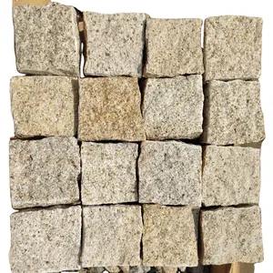 الأصفر حجارة الرصف الجرانيت حصوه انقسام الجانبين 100x100x30-50 مللي متر g682 رصف الهواء مكعبات