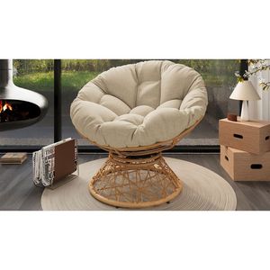 Silla de mimbre ergonómica DB 40, cojín de tela con mechones, marco de hierro de alta capacidad, cubierta de densidad gruesa fluida de 360 grados, 3 pruebas - Product Image 2