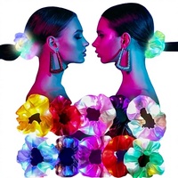 Élastiques à cheveux lumineux LED de 12 cm de diamètre, uniques, très élastiques, surdimensionnés, style disco, en satin pailleté, volumineux