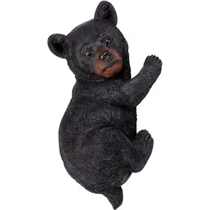 花园装饰树拥抱脸树脂黑熊幼崽雕像树脸树脂熊雕像拥抱树吊坠装饰品