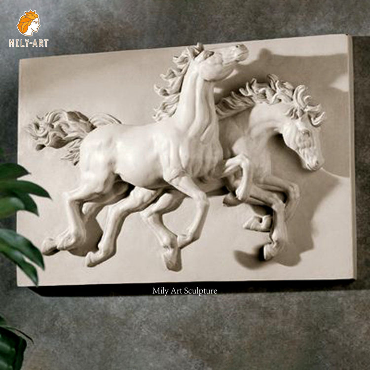 3D Art Natural Hand Carving Marble Stone Horse Head Relief Sculpture