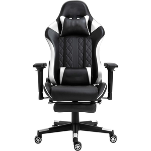 Chaise de jeu ergonomique 4D avec repose-pieds, aspect <span class=keywords><strong>siège</strong></span> sport, noir et blanc, cuir diamant de luxe, chaise longue <span class=keywords><strong>gamer</strong></span> pro, grande, nouvelle - Product Image 2