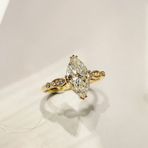 9K-18K Gold 1.53CT Lab-Grown Diamond <b>Ring</b>, 2.307g <b>Custom</b> Pave Setting Wedding/Engagement <b>Ring</b>, Luxury Jewelry - Product Image 4