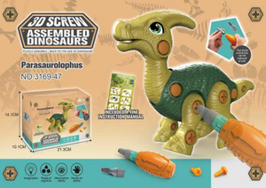 Modello di dinosauro Parasaurolophus assemblato con viti 3D n. 3169 47 Giocattolo in plastica per bambini dai 7 ai 12 anni - Product Image 3