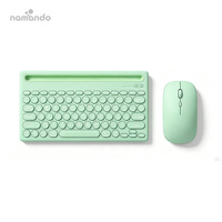 Kit Keyboard dan Mouse Nirkabel Mode Ganda Tipe C Dapat Diisi Ulang dengan Slot Penyangga Terintegrasi untuk Smartphone Tablet PC Rumah Kantor