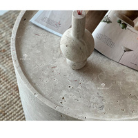 Table console en travertin style Wabi-sabi beige à grain de bois, pour villa, salon, hôtel, mobilier de maison