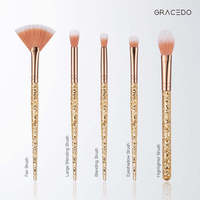 Ensemble de 5 pinceaux de maquillage professionnels de haute qualité, pinceau éventail, poils synthétiques pour fard à paupières, sourcils, visage, crayon à sourcils
