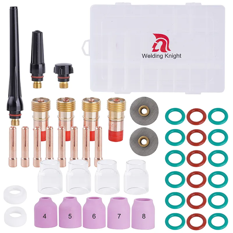 Tig Welding Torch Kit 46Pcs TIG Welding Torch Stubby Gas Lens #12 Glass Cup Accessories Kit For TIG WP-17/18/26