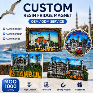 Aimant de réfrigérateur <span class=keywords><strong>d</strong></span>écoratif personnalisé OEM ODM en résine 3D peinte à la main, logo Turquie Istanbul, souvenir de voyage - Product Image 3