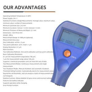 ज़ेनोरोटेस्ट 9 वी 0.1 मिमी एक-बिंदु और दो-बिंदु अंशांकन पोर्टेबल कोटिंग मोटाई गेज - Product Image 2