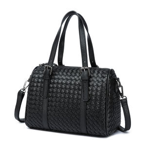 Stylish Women's Black <strong>PU</strong> Leather Handbag Crossbody Shoulder <strong>Bags</strong> with Fashionable Woven Pattern Portable Waterproof for Autumn - Product Image 4