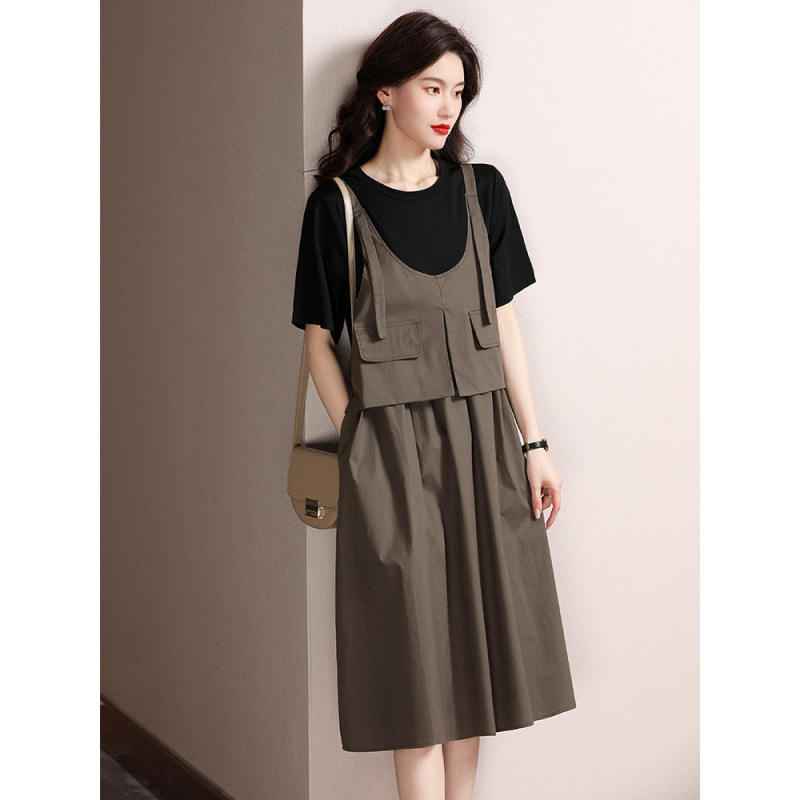 2025 New Style Casual T-shirt Dress Tea Break Dress Women's Summer - Main Image