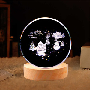 Bola <span class=keywords><strong>de</strong></span> <span class=keywords><strong>cristal</strong></span> transfronteriza <span class=keywords><strong>de</strong></span> Navidad con Papá Noel y renos, luz nocturna para dormitorio, decoración <span class=keywords><strong>de</strong></span> escritorio, regalo <span class=keywords><strong>de</strong></span> cumpleaños - Product Image 1