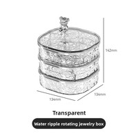 Boîte de rangement à bijoux de luxe transparente multicouche moulée par injection, design carré, couvercle rotatif, accès facile