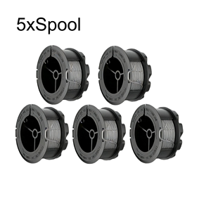 5xF016800570 Carrete de Hilo de Repuesto 6.1M/20FT 1.65mm con Tapa Negra para Recortadora de Césped Universal GrassCut 18-26, Piezas para Cortacésped - Product Image 1