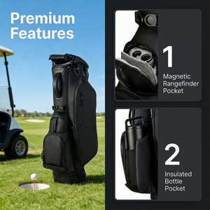 PRIMUS <span class=keywords><strong>GOLF</strong></span> Mayoreo de Lujo <span class=keywords><strong>Bolsa</strong></span> de <span class=keywords><strong>Golf</strong></span> de Cuero PU Negra de Alta Calidad con Soporte/Transporte - Product Image 3
