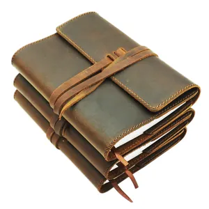 哪里买皮革装订日志手工皮革日志深棕色真纯素食日记真皮笔记本