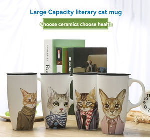 Customizable Large Capacity European Art Painted Ceramic Coffee <b>Cup</b> <b>Cover</b> Creative Gift Mug for Tea Personalized Logo Option - Product Image 2