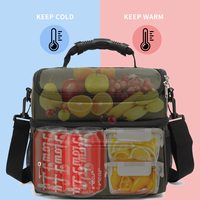 Sac à Lunch isotherme en Polyester à Double couche pour homme et femme, grande poche latérale en maille, boîte à Lunch adulte, grand fourre-tout