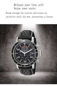 Montre Homme Quartz de Haute Qualité en Acier Inoxydable Multifonctionnelle avec 6 Aiguilles, Verre et Bracelet en Cuir de 20 mm – Nouvelle Collection Tendance - Product Image 4