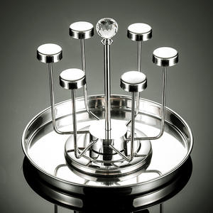 Portavasos redondo de acero inoxidable con soporte, escurridor inteligente para vasos de vidrio, tazas de té, para el hogar y la sala de estar - Product Image 2