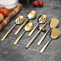 Ensemble de cuillères de service pour hôtels, restaurants, cantines et buffets, en acier inoxydable 304, comprenant cuillère ajourée, spatule de service et repose-baguettes