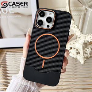 เคสโทรศัพท์เคลือบเงาทันสมัยสำหรับ <span class=keywords><strong>iPhone</strong></span> 17 16 15 14 <span class=keywords><strong>Pro</strong></span> Max ดีไซน์ลายเส้นสไตล์อินส์ รองรับการชาร์จไร้สายแบบแม่เหล็ก สีพื้น - Product Image 4