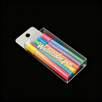 Boîte d'emballage personnalisable en PVC/PET/PP transparent givré imprimé en couleur, matériaux recyclés, pour stylos de papeterie