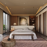 Furnitur Kombinasi Ruang Tamu, Kamar Tidur, Ruang Makan, Apartemen, dan Homestay Gaya Wabi Sabi dari Kayu Oak Modern yang Dapat Disesuaikan, 57