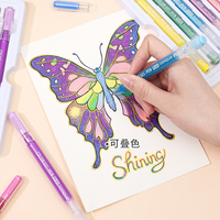 Languo Super Shining Glitter Liquid-Ink Painting Gel Pen Set 16 couleurs avec boîte de couleur 1.0mm Largeur d'écriture