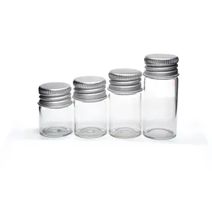 空透明玻璃储物瓶5毫升10毫升15毫升20毫升便携式玻璃香料管瓶，带铝螺帽