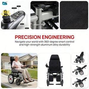 Silla de Ruedas Eléctrica Reclinable con Soporte para el Cuello, Scooter para el Hogar, con Motor de Pedal de 24 V para Transferencia de Pacientes al Aire Libre - Product Image 2