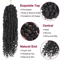 Cheveux Passion Twist au Crochet 10/12/14 Pouces, Bob Court Pré-Bouclé, Tresses au Crochet pour Femmes Noires, Extensions de Cheveux Synthétiques à Tresser