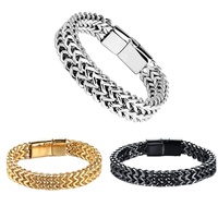2022 acier inoxydable classique Double chaîne cubaine lien carré fermoir magnétique montre Bracelet hommes bijoux en gros