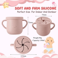 OKSILICONE Tasse à collation de qualité alimentaire Conteneur à collation en silicone pliable Couvercle attrape-collations pour tout-petits et bébés pour l'extérieur