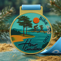 Médailles de marathon, de cyclisme et de course à pied en alliage métallique avec logo personnalisé par pulvérisation de couleur, médailles sportives pour les événements de course à pied, de cyclisme et de duathlon