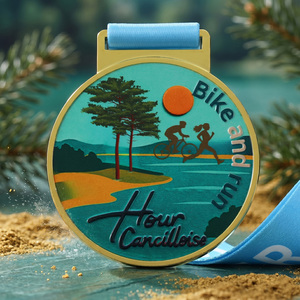Medallas de Metal para Maratones y Ciclismo, con Logotipo Personalizado en Aerosol de Color, para Eventos Deportivos de Carrera, Ciclismo y Duatlón - Product Image 3