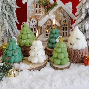 Bougie parfumée en forme d'arbre de Noël 3D mignonne avec nœud décoratif, bougie de Noël pour la table des fêtes, ornement de bureau à domicile - Product Image 4