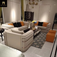 Meubles de maison design Chesterfield de luxe royal ensemble de canapés en cuir et velours pour le salon avec pieds en or