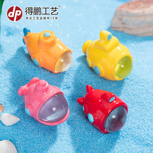 Mini Submarino Decorativo de Resina, Estilo Caricatura, con Luces para Peceras - Product Image 4
