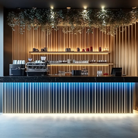 Comptoir de bar en bois au design moderne pour hôtel commercial, restaurant, avec plateau en marbre noir écologique pour bar à domicile et salon