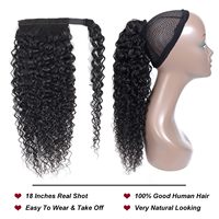 Extension de Queue de Cheval en Cheveux Humains Bouclés 1B Remy, Accessoire pour Femme