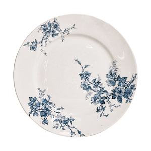 Assiettes et <span class=keywords><strong>Plats</strong></span> à Dessert Rond Vintage Terre de Fer Assiette à Petit Déjeuner en Céramique Classique Française Fleur Bleue - Product Image 1