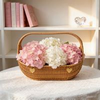 Panier de rangement vintage en PP tressé style pastoral pour pique-nique, arrangement floral, utilisation en salon – Cadeau Fête des Mères et Saint-Valentin