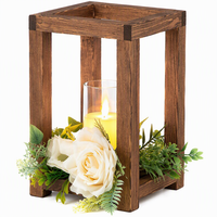 Porte-bougie en bois de style farmhouse, rustique, pour centre de table de mariage, décoration d'intérieur