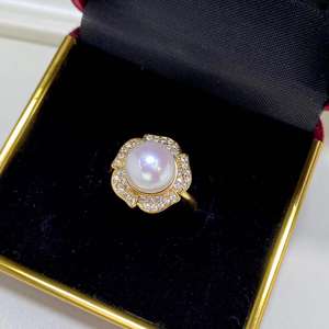 خواتم لؤلؤ طبيعي من المياه العذبة بحجم 10-11 مم وخواتم ذهبية أنيقة بالجملة - Product Image 5